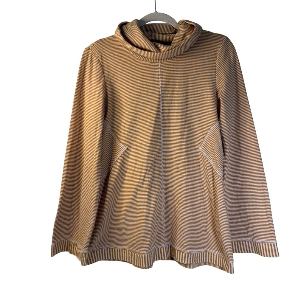 Maeve Anthro Striped Cowl Neck Top XS Gold Boho Coastal Grandmother Twee Tunic‎